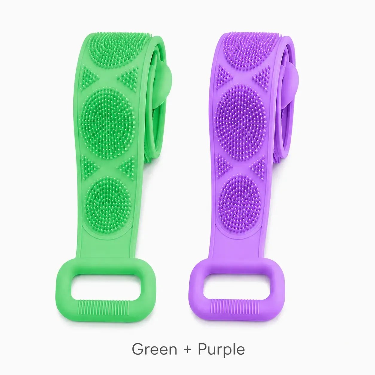 ๐ Silicone Bath Brush Back Scrubber with Handles โ Double-Sided Exfoliating Shower Body Brush with Mesh Sponge for Deep Cleaning