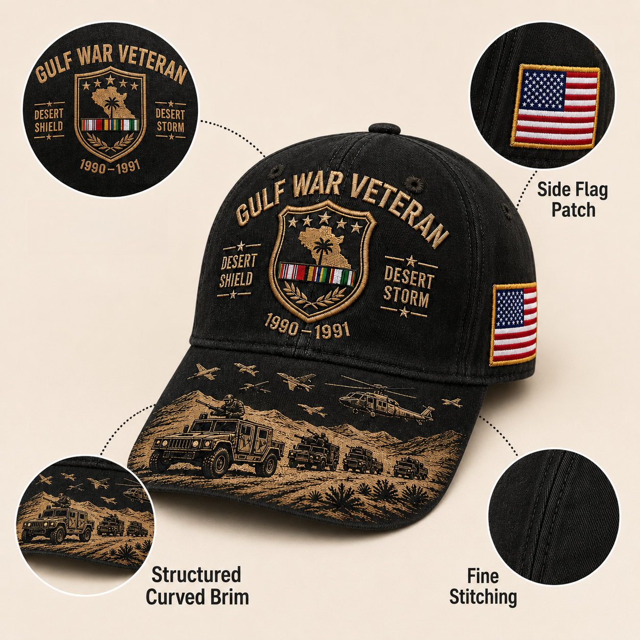 ๐๏ธ Gulf War Veteran Tribute Cap ๐บ๐ธ Honor Desert Shield & Desert Storm Heroes