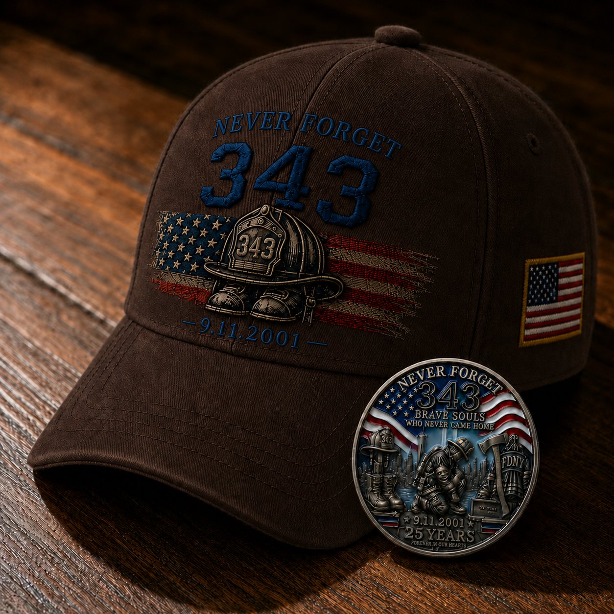 🧢Never Forget 343 Memorial Cap 🔥 Buy the Cap Get the Matching Tribute Coin FREE