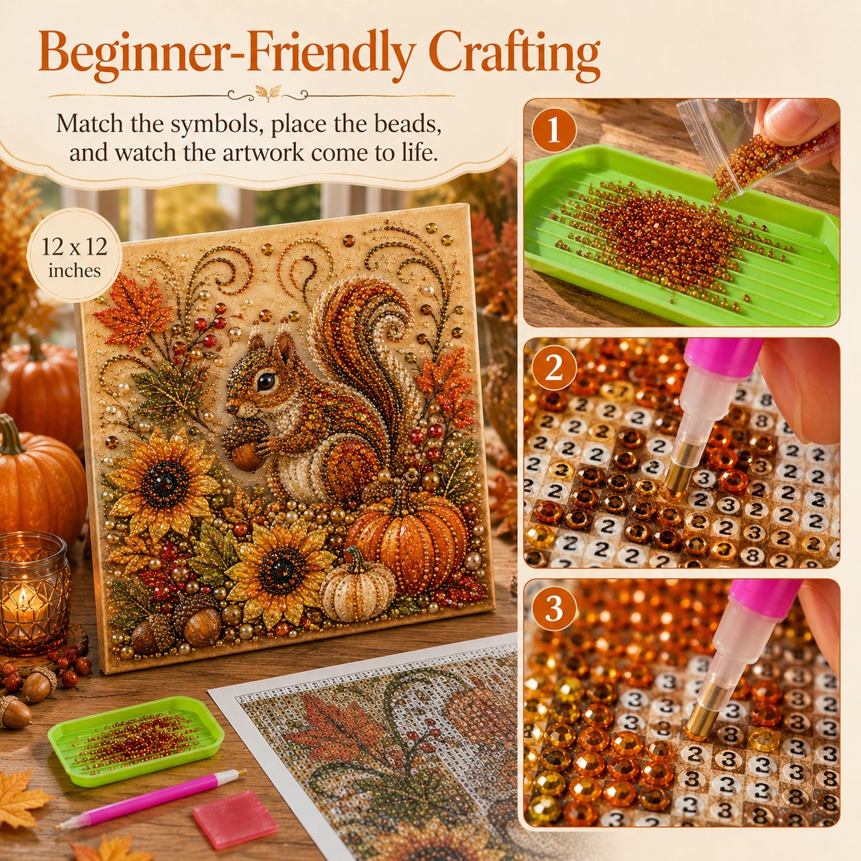🔥Last Day 49% OFF - 🍂✨Autumn Pearl Painting Kit - Relaxing DIY Craft to Create Sparkling Fall Artwork