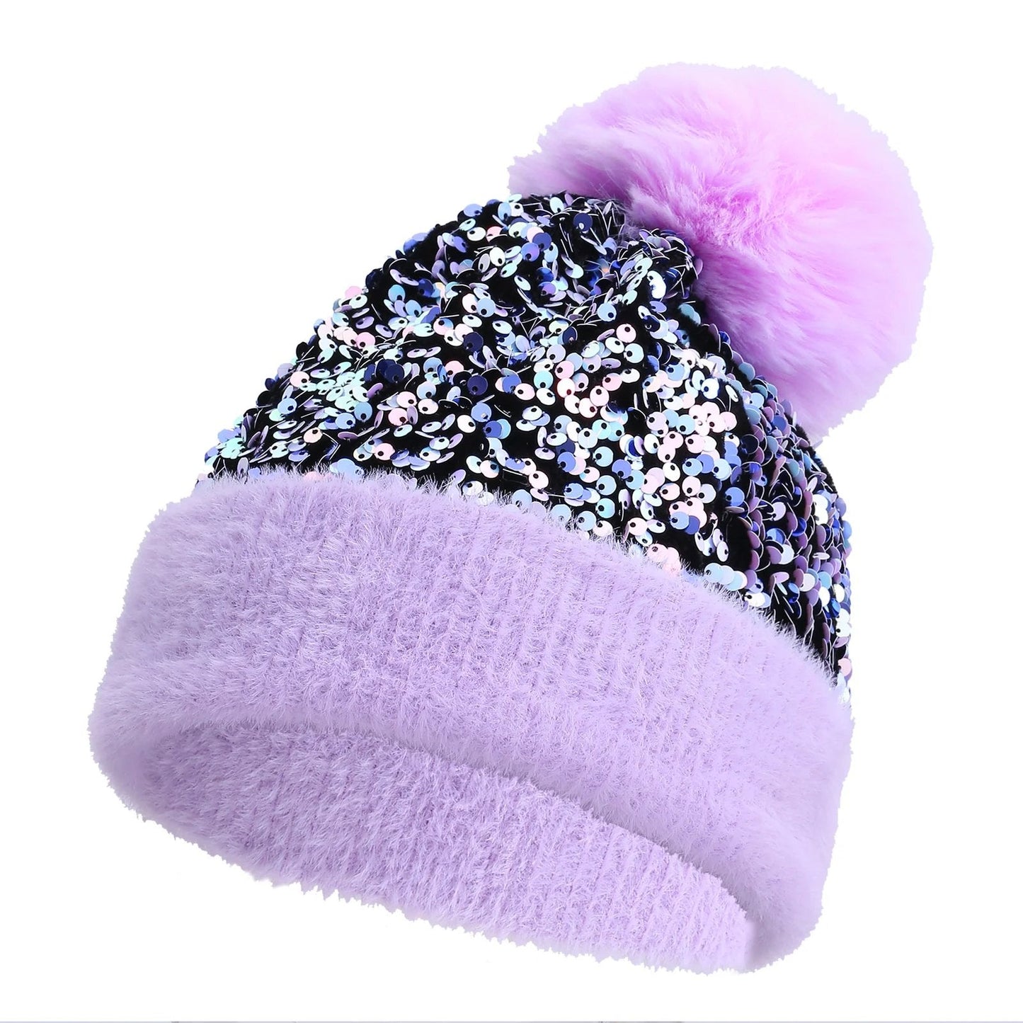 🔥Last Day 50% OFF - Winter Sparkly Sequin Pom Beanie