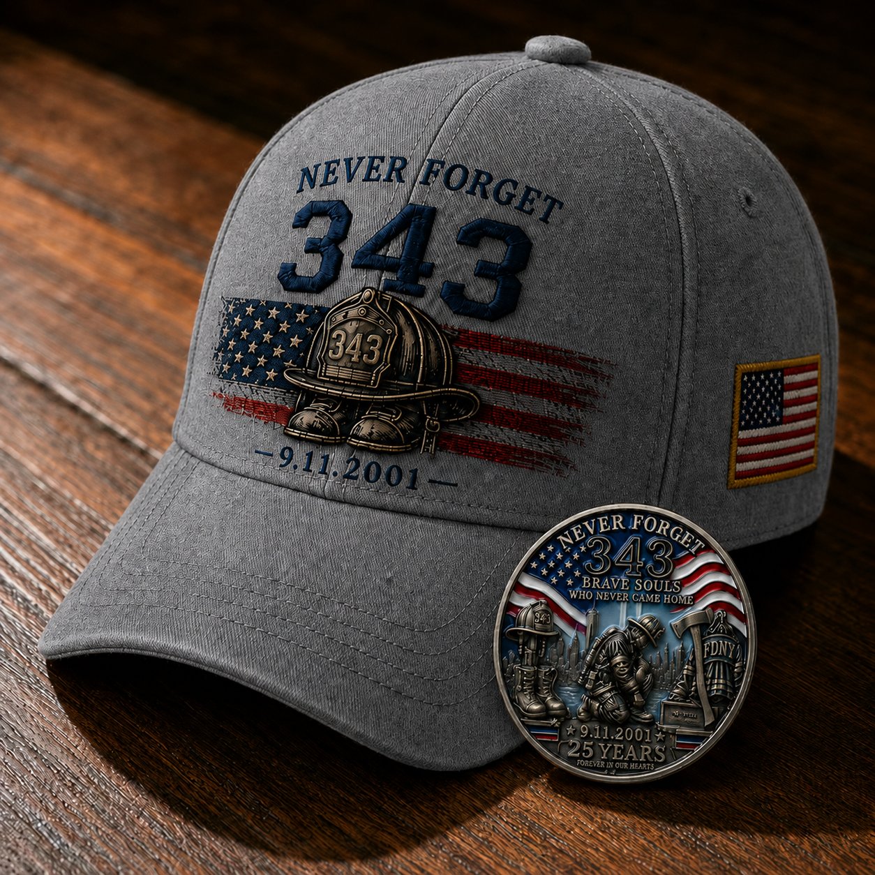 🧢Never Forget 343 Memorial Cap 🔥 Buy the Cap Get the Matching Tribute Coin FREE