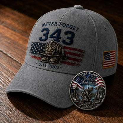 🧢Never Forget 343 Memorial Cap 🔥 Buy the Cap Get the Matching Tribute Coin FREE