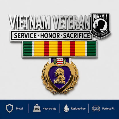 Vietnam Veteran Metal Car Emblem – POW★MIA Tribute Badge 🇺🇸