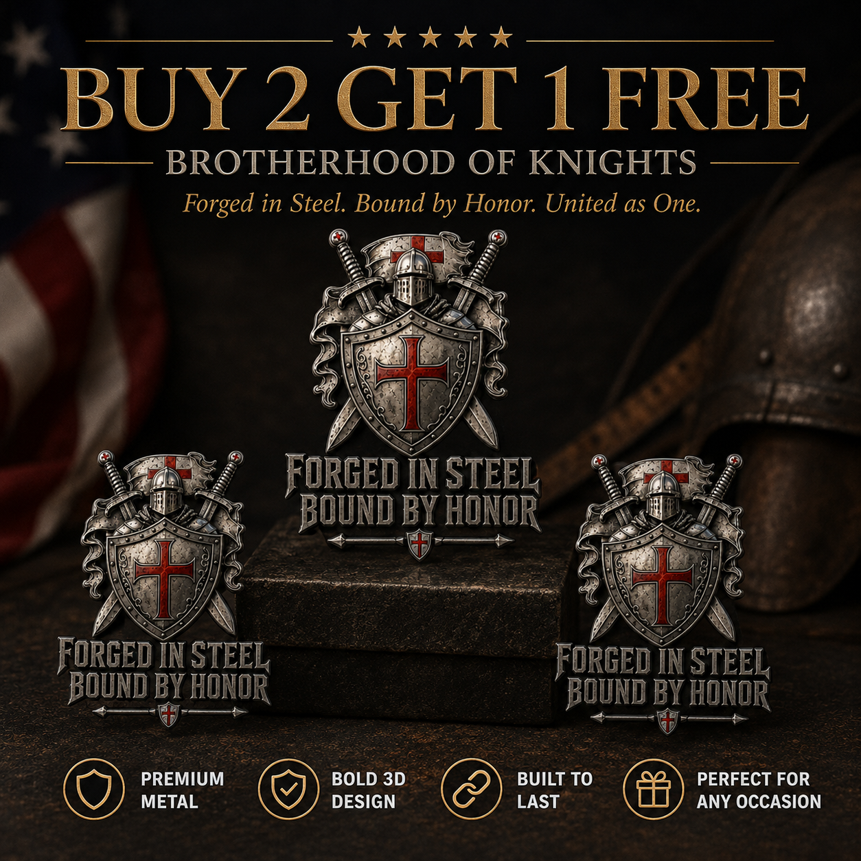 ⚔️Brotherhood Of Knights Metal Emblem — Forged In Steel, Bound By Honor