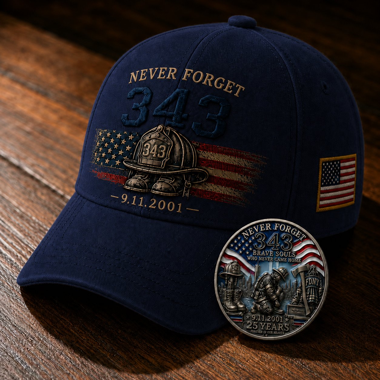 🧢Never Forget 343 Memorial Cap 🔥 Buy the Cap Get the Matching Tribute Coin FREE