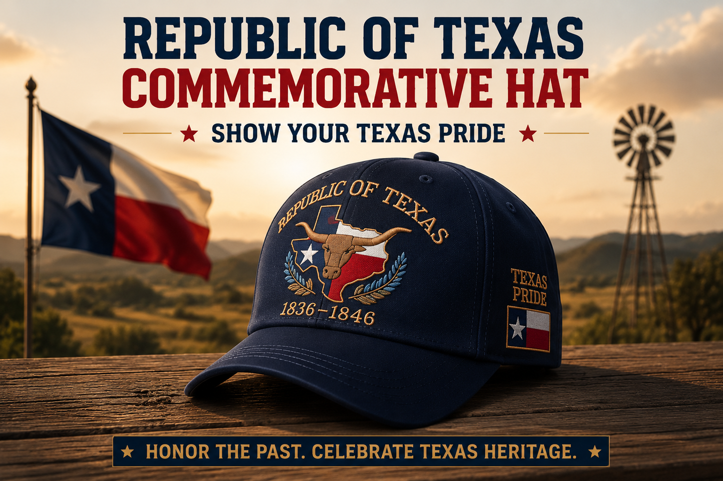 Republic of Texas Commemorative Embroidered Hat – Show Your Texas Pride