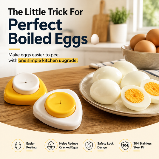 🥚 Egg Piercer for Perfect Boiled Eggs – Easy Peel Egg Tool with Safety Lock & 304 Stainless Steel Pin