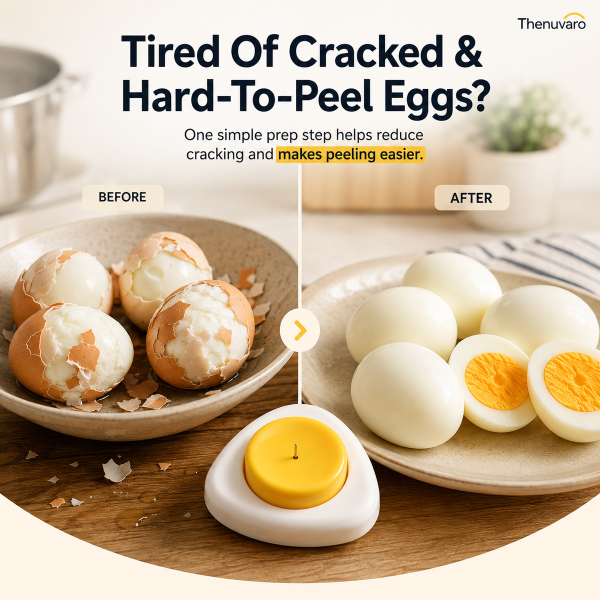 🥚 Egg Piercer for Perfect Boiled Eggs – Easy Peel Egg Tool with Safety Lock & 304 Stainless Steel Pin