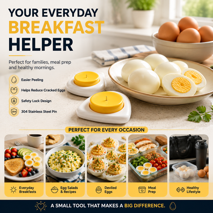 🥚 Egg Piercer for Perfect Boiled Eggs – Easy Peel Egg Tool with Safety Lock & 304 Stainless Steel Pin