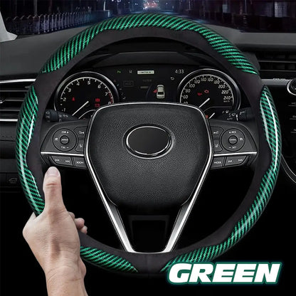 Samez Carbon Fiber Silicone Anti-Slip Car Steering Wheel Cover Universal Fit