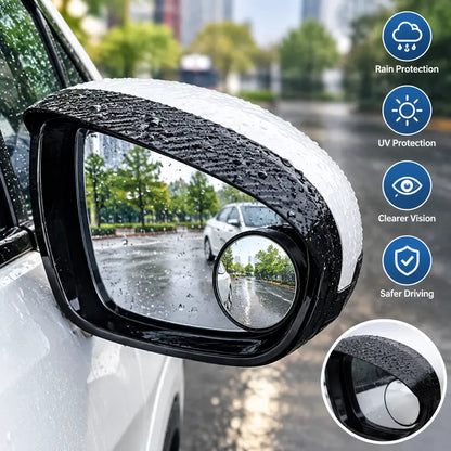 🔥2-Pack Car Side Mirror Rain Visors with 360° Blind Spot Mirrors – Clearer View for Safer Driving🔥