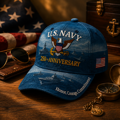 🔥 Father’s Day Sale - ❤️ U.S. Navy 250th Anniversary Commemorative Embroidered Cap 🇺🇸