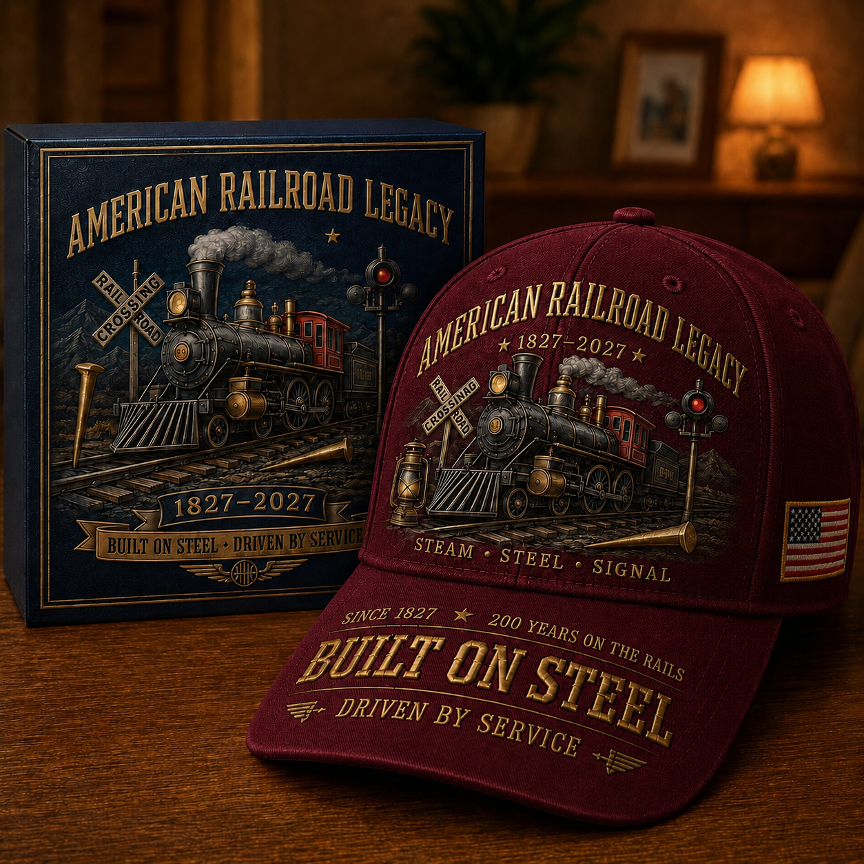 🚂American Railroad Bicentennial Cap | 1827–2027