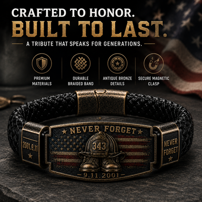 Never Forget 343 Firefighter Memorial Bracelet – Honor. Courage. Sacrifice.