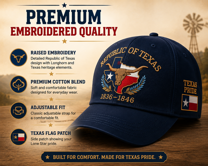 Republic of Texas Commemorative Embroidered Hat – Show Your Texas Pride