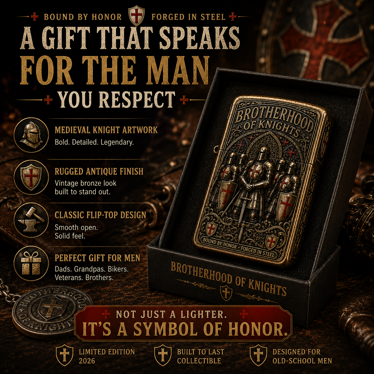 ⚔️ Brotherhood Of Knights Vintage Lighter | 2026 Limited Edition