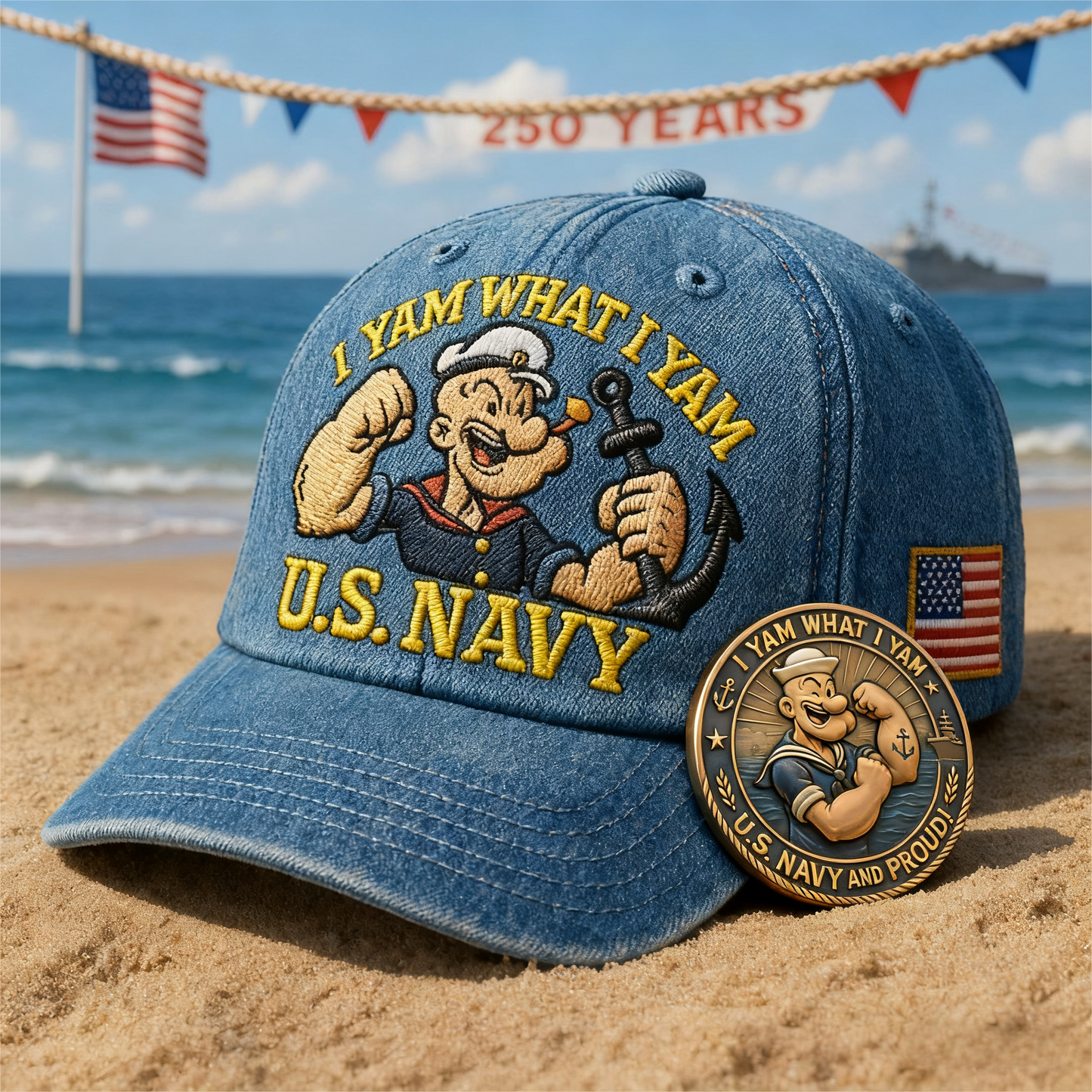 🇺🇸U.S. Navy Commemorative Cap & Coin – Anchor of Freedom⚓-🔥Buy 2 Get Free Shipping🚛