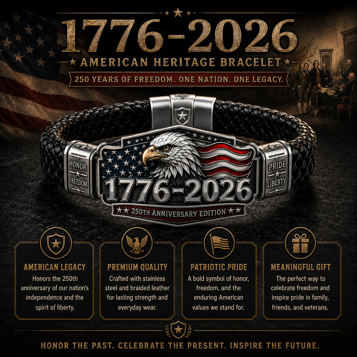 🦅 🇺🇸 America 250th Anniversary Patriotic Tribute Bracelet