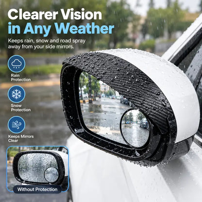 🔥2-Pack Car Side Mirror Rain Visors with 360° Blind Spot Mirrors – Clearer View for Safer Driving🔥