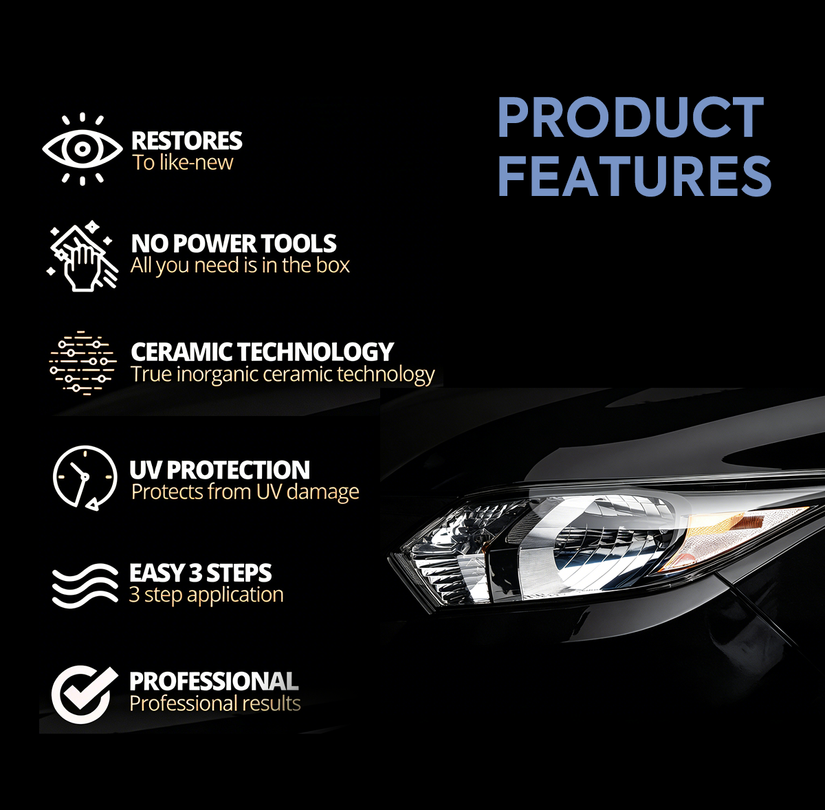 🚘 Automotive Headlamp Restoration Fluid, Clears Oxidation, Yellowing & UV Protection