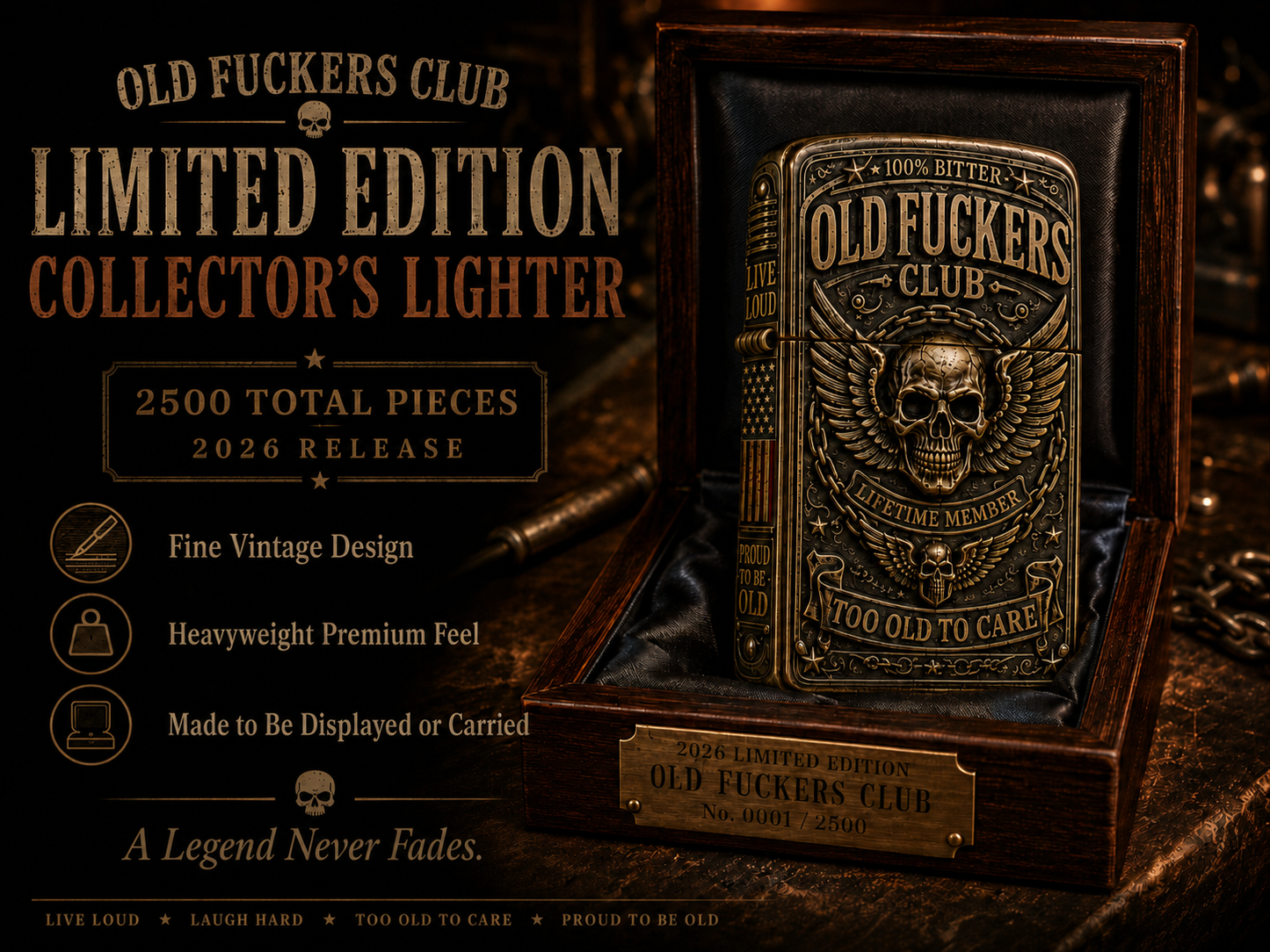 ☠️ Old Fuckers Club Vintage Lighter | 2026 Limited Edition Collectible Metal Lighter