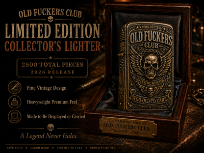 ☠️ Old Fuckers Club Vintage Lighter | 2026 Limited Edition Collectible Metal Lighter