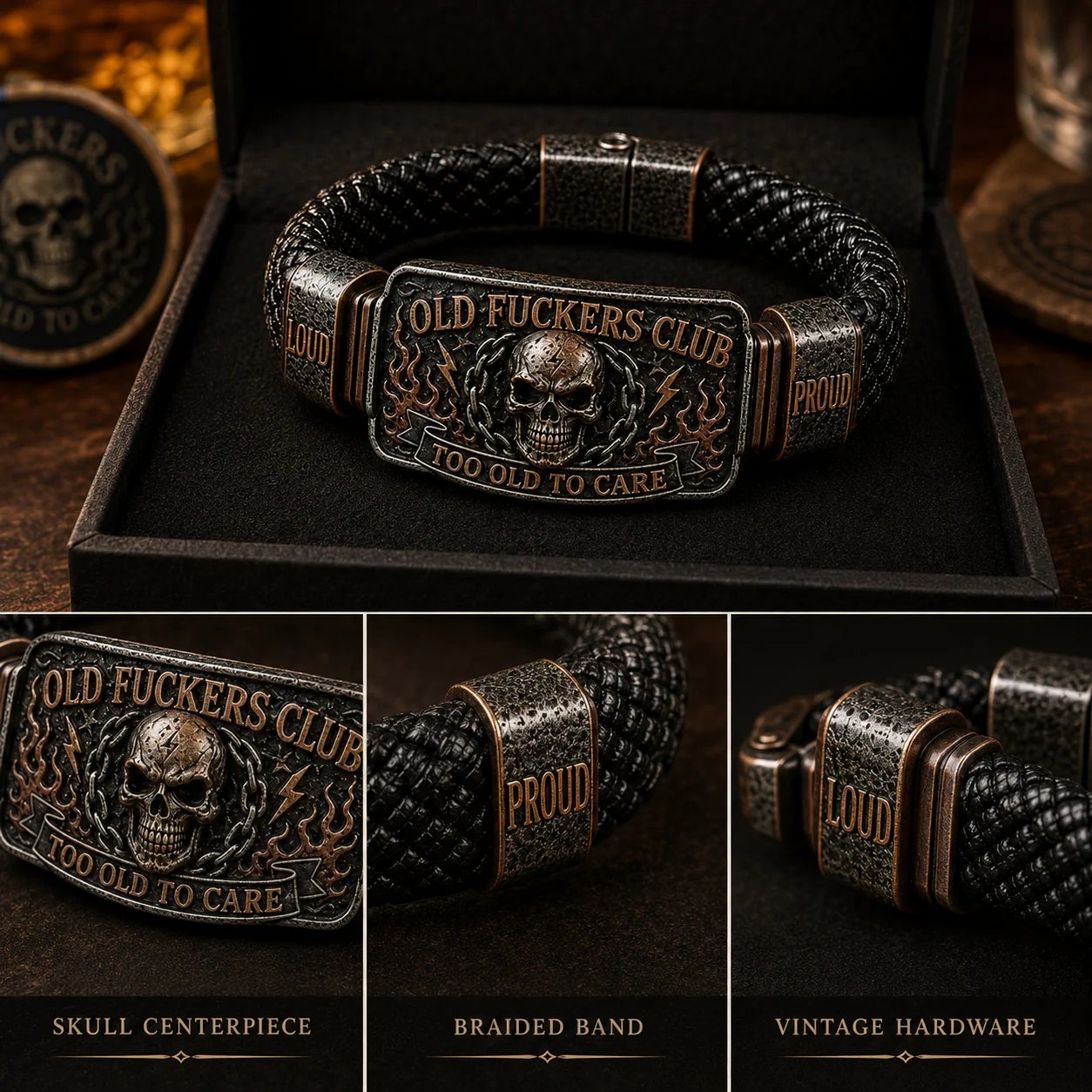 ☠️ Old Fuckers Club Vintage Bracelet 🪓 | 2026 Limited Edition – 🔥30% OFF | Only 17 Left