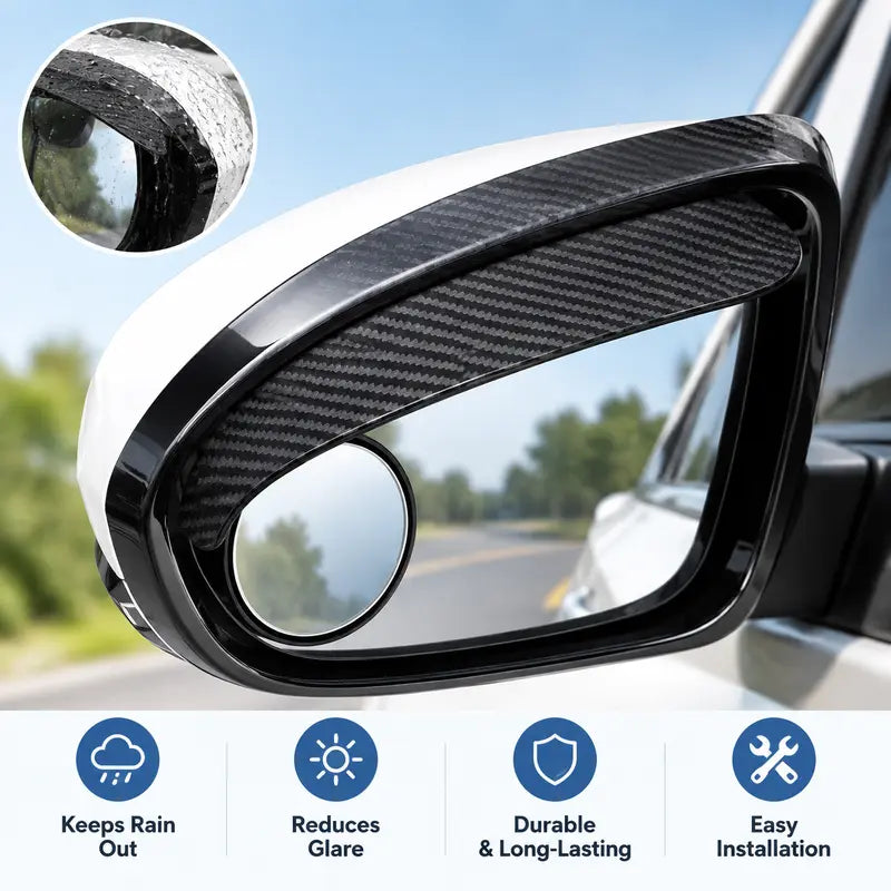 🔥2-Pack Car Side Mirror Rain Visors with 360° Blind Spot Mirrors – Clearer View for Safer Driving🔥