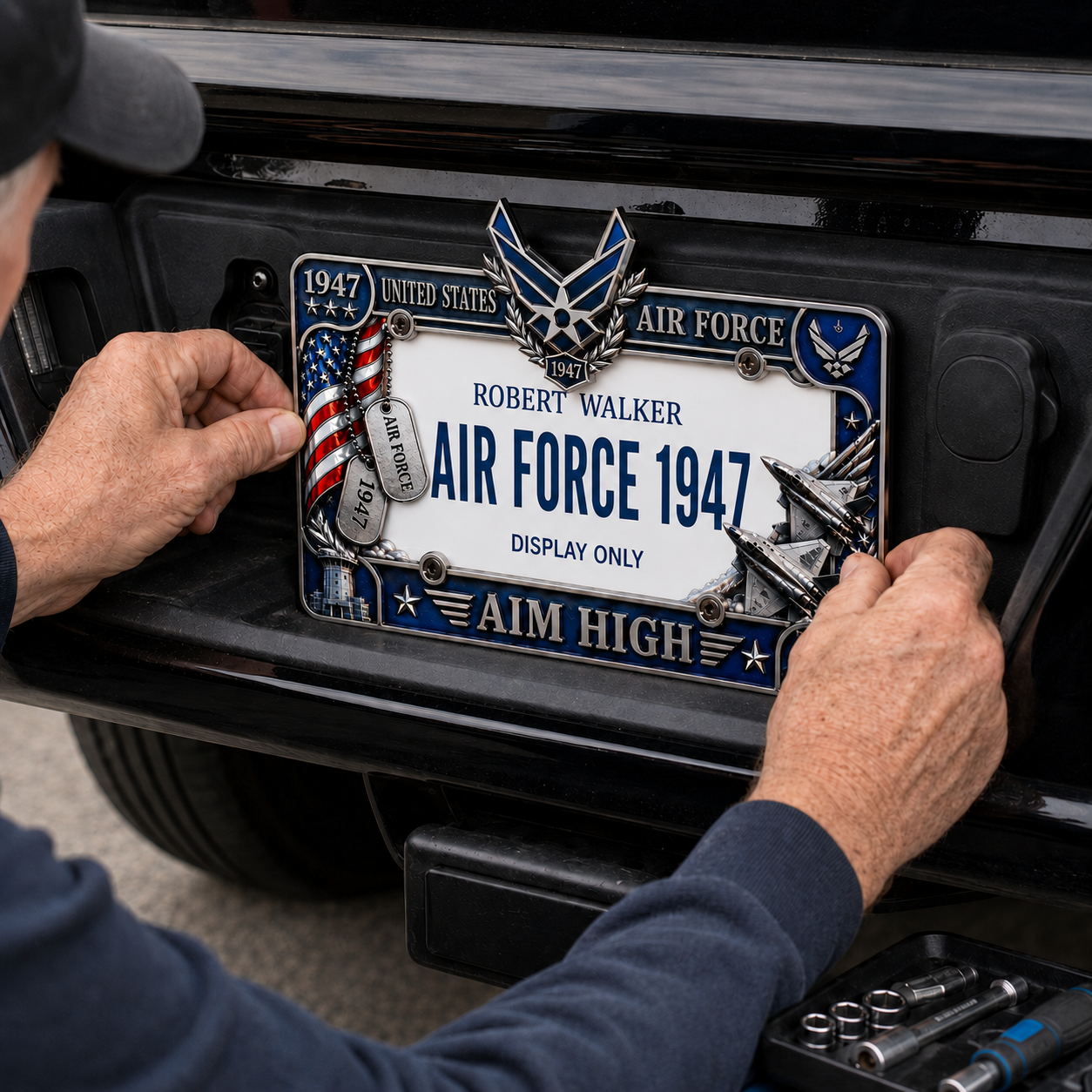 🔥 Last Day 49% OFF - U.S. Air Force “Aim High” License Plate Frame ✈️