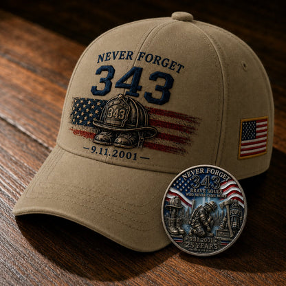 🧢Never Forget 343 Memorial Cap 🔥 Buy the Cap Get the Matching Tribute Coin FREE