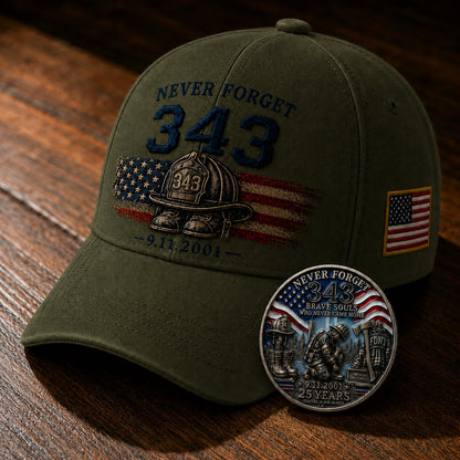 🧢Never Forget 343 Memorial Cap 🔥 Buy the Cap Get the Matching Tribute Coin FREE