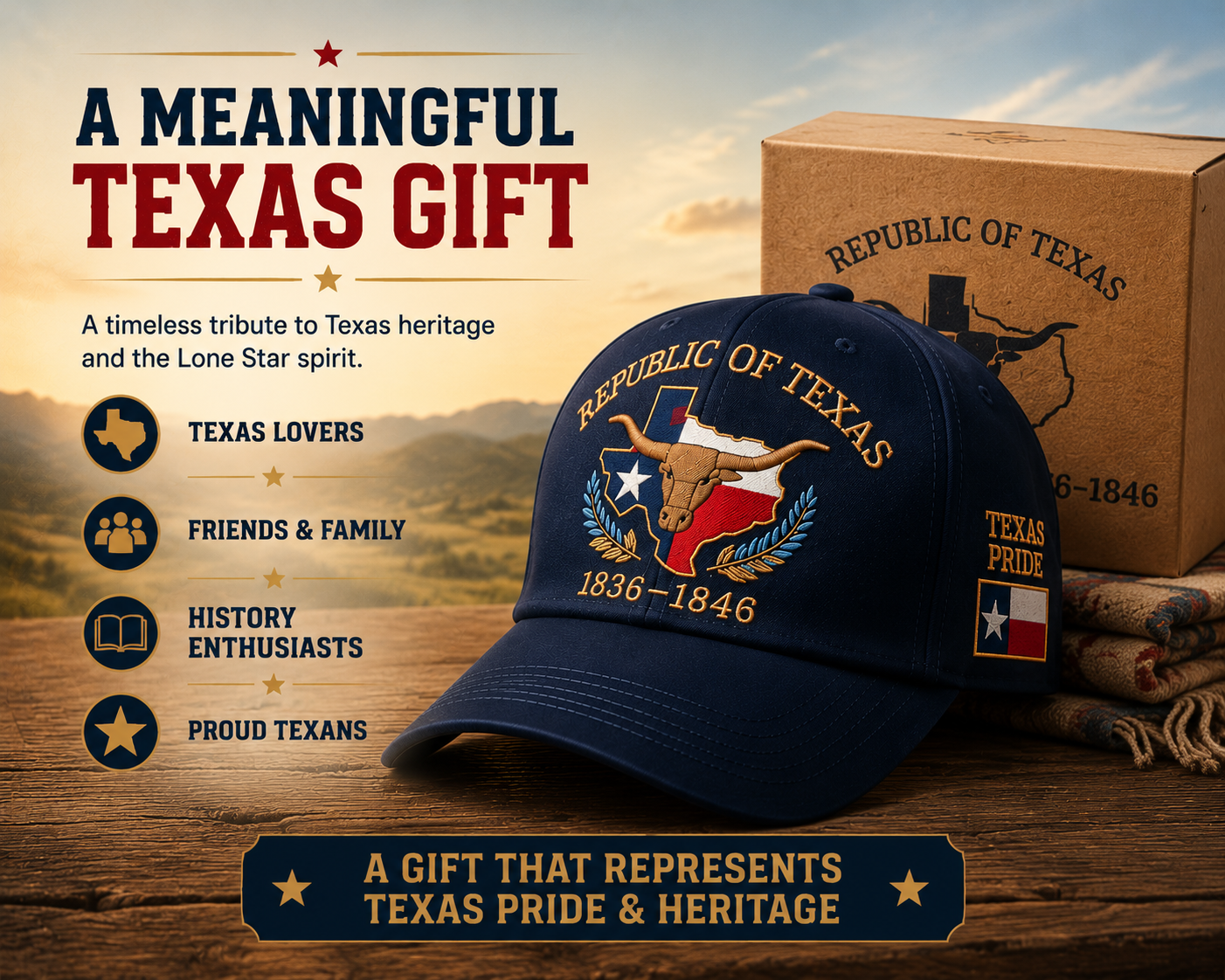 Republic of Texas Commemorative Embroidered Hat – Show Your Texas Pride