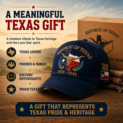 Republic of Texas Commemorative Embroidered Hat 🤠– Show Your Texas Pride