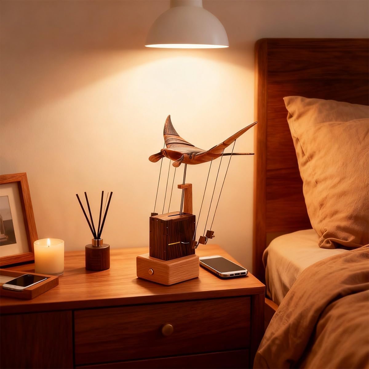 🦈Handmade Wooden Bionic Manta Rayy Dynamic Model, Mechanical Transmission Marine Biological, Desktop Relaxation Decor Gift