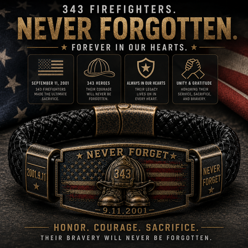 Never Forget 343 Firefighter Memorial Bracelet – Honor. Courage. Sacrifice.