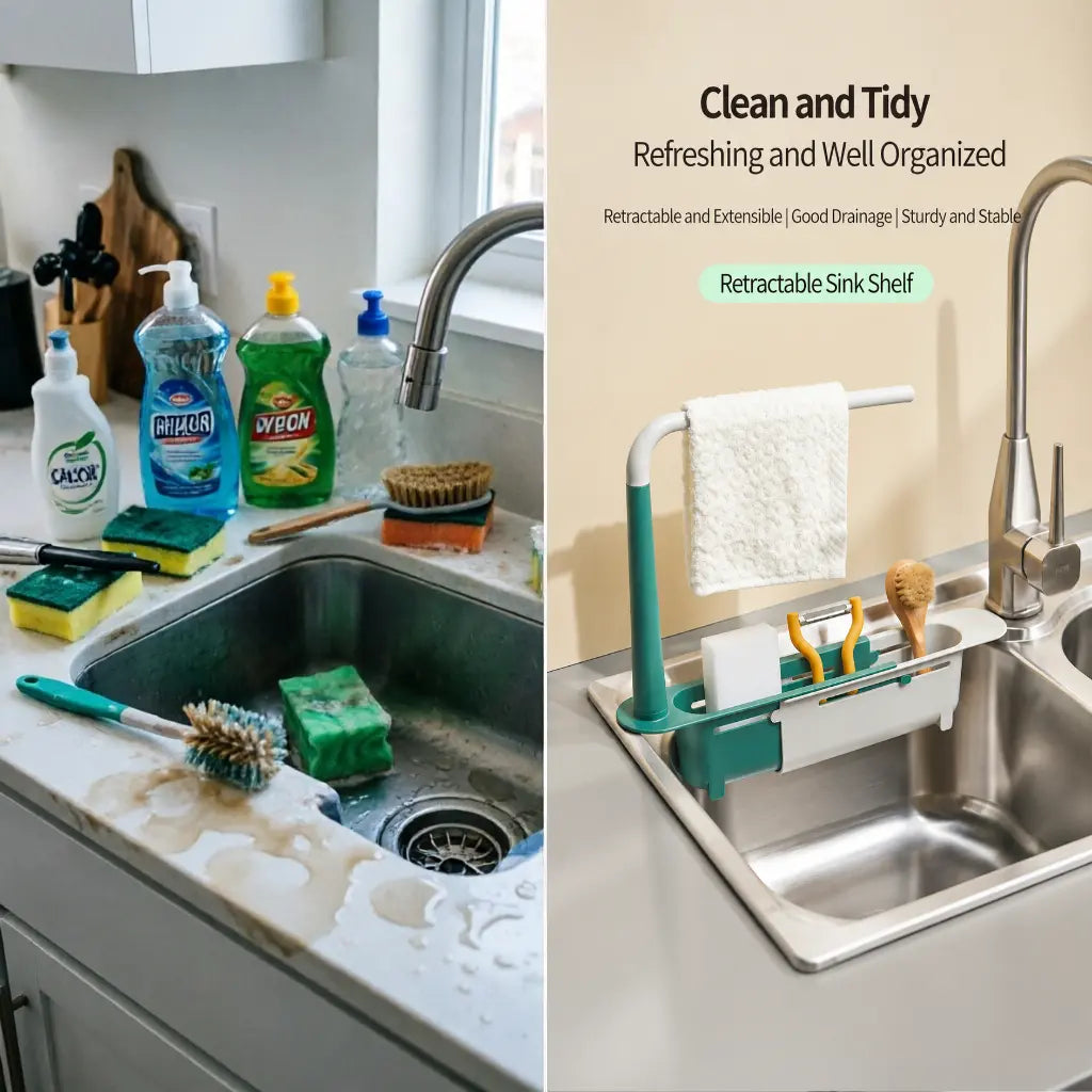 🧼Save 48% Today —  Extendable Sink Organizer with Towel Rack