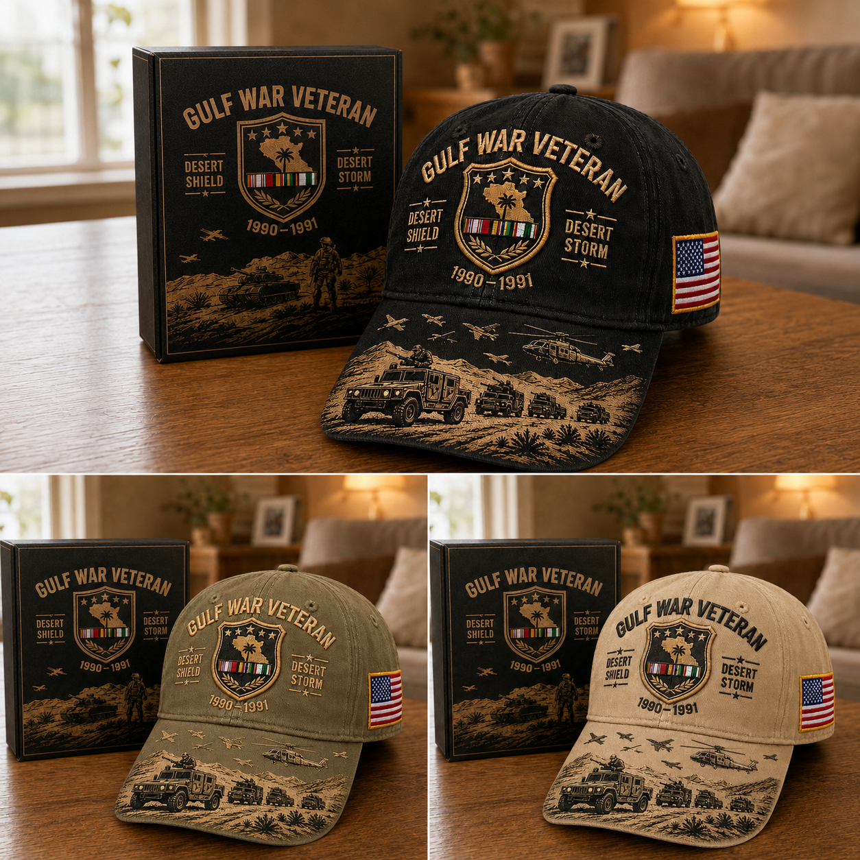 🎖️ Gulf War Veteran Tribute Cap 🇺🇸 Honor Desert Shield & Desert Storm Heroes