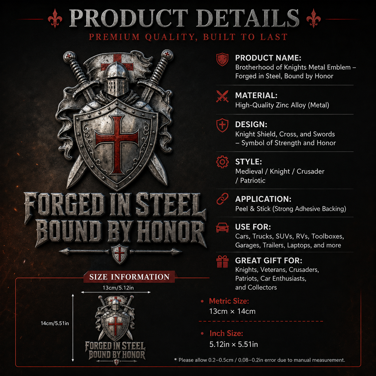 ⚔️Brotherhood Of Knights Metal Emblem — Forged In Steel, Bound By Honor