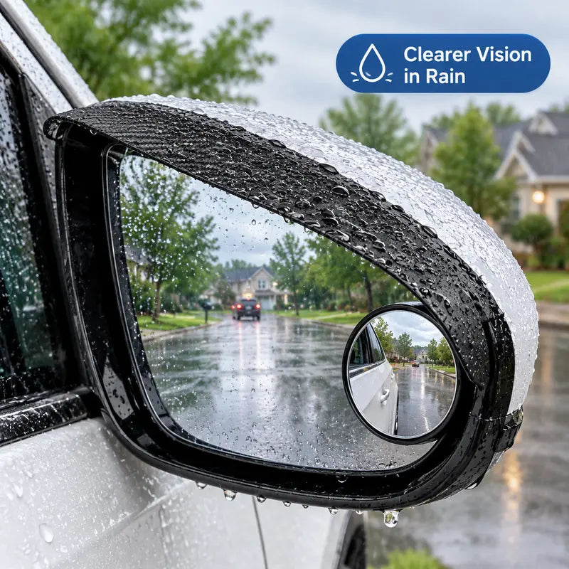 🔥2-Pack Car Side Mirror Rain Visors with 360° Blind Spot Mirrors – Clearer View for Safer Driving🔥