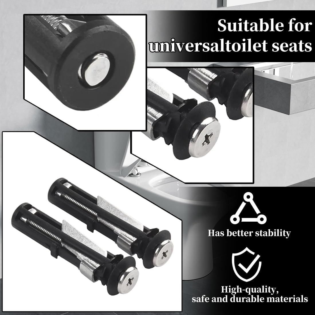 Universal Toilet Seat Bolt Kit Screws, Quick Release Easy Install Toilet Seat Replacement Parts 🚽