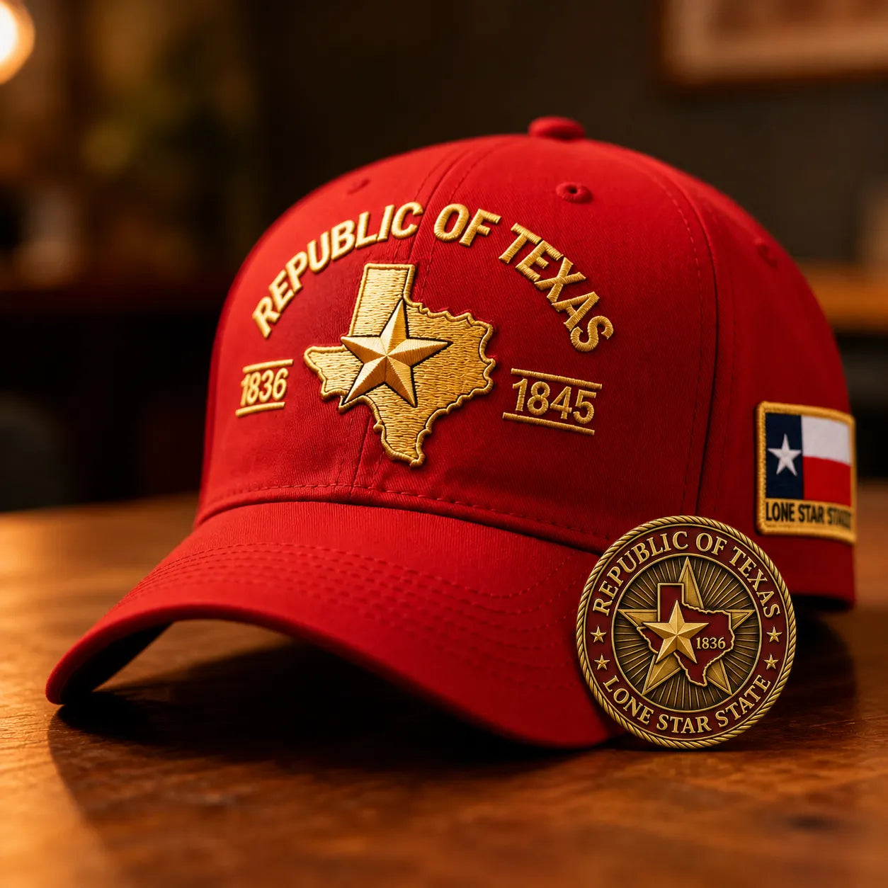 🔥Republic of Texas Embroidered Cap  🎁 Free Honor Coin With Every Cap Purchase