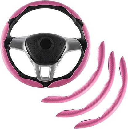 Samez Carbon Fiber Silicone Anti-Slip Car Steering Wheel Cover Universal Fit