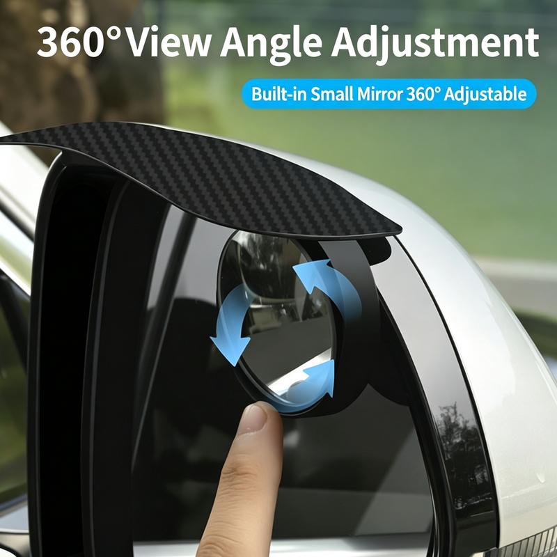 🔥2-Pack Car Side Mirror Rain Visors with 360° Blind Spot Mirrors – Clearer View for Safer Driving🔥