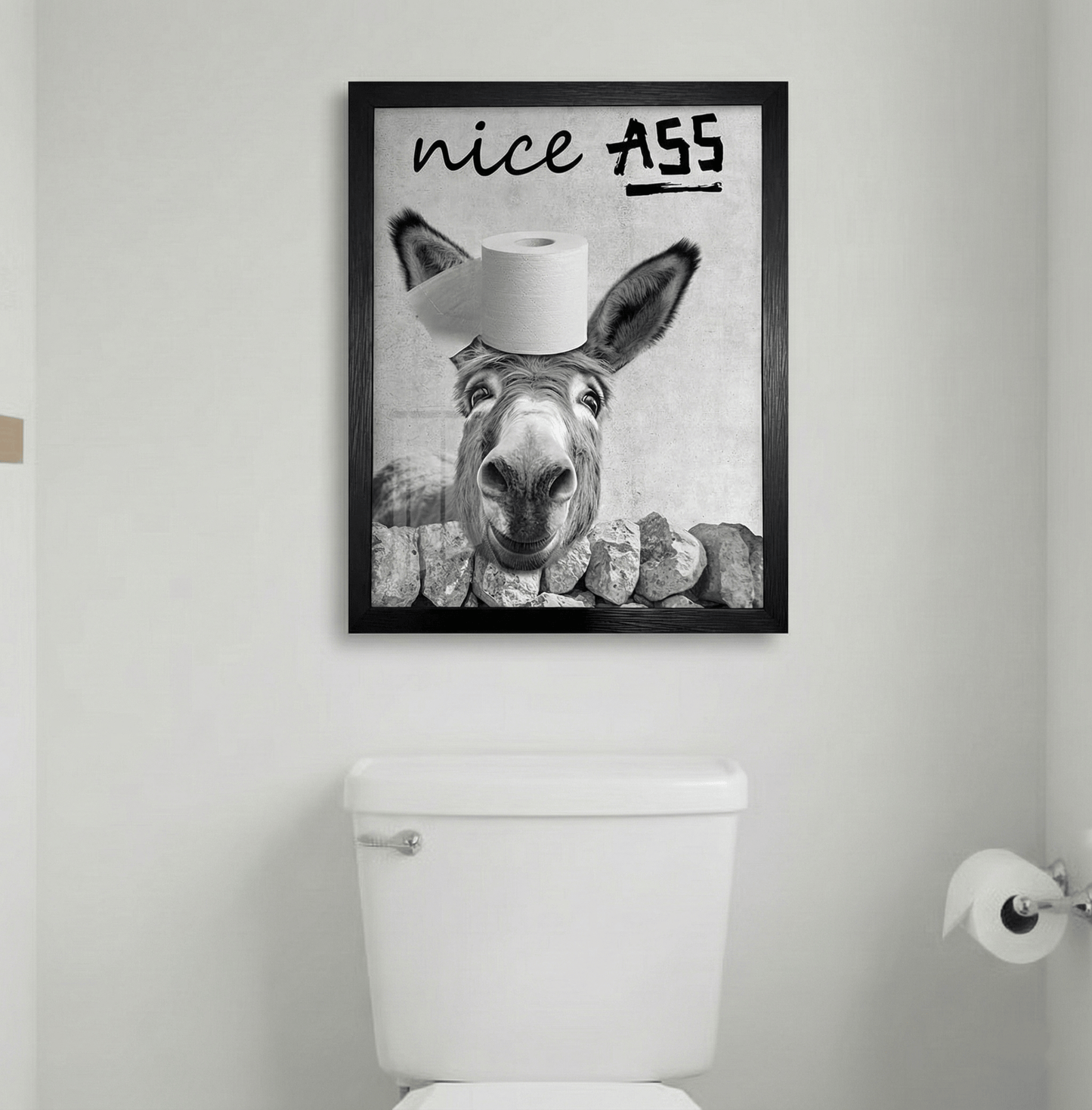 🚽Funny Bathroom Wall Art - "Nice Ass" Donkey Print
