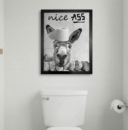 🚽Funny Bathroom Wall Art - "Nice Ass" Donkey Print