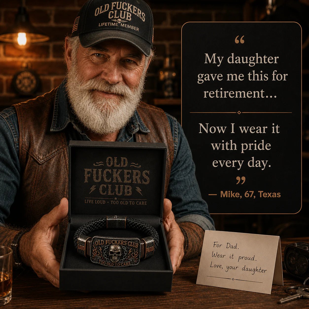 ☠️ Old Fuckers Club Vintage Bracelet 🪓 | 2026 Limited Edition – 🔥30% OFF | Only 17 Left