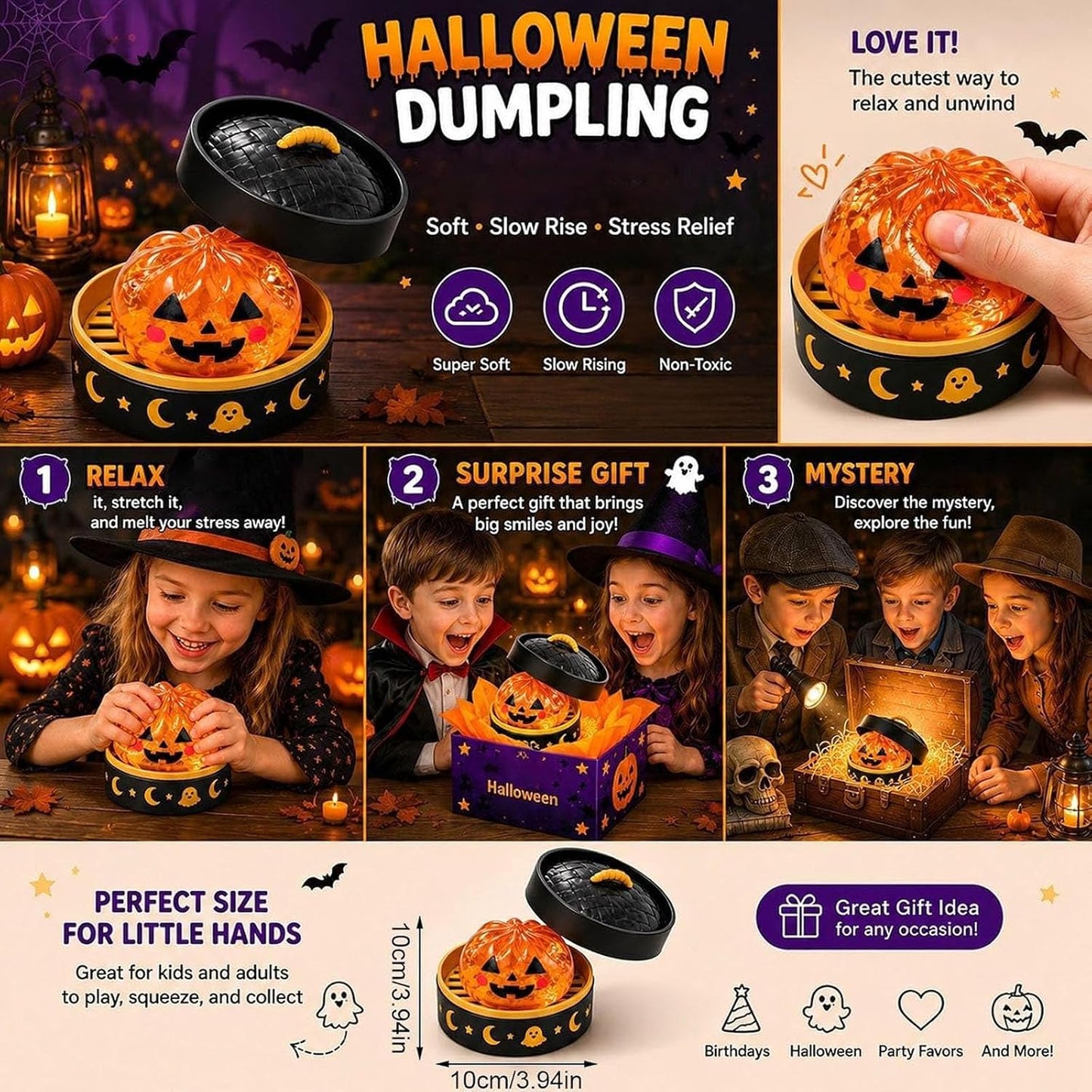 Cute Halloween Scary Ghost Maruko Squeeze Toy Set | Portable Stress Relief Toys, Halloween Party Fillers & Holiday Gifts