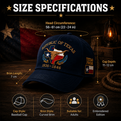 Republic of Texas Commemorative Embroidered Hat – Show Your Texas Pride
