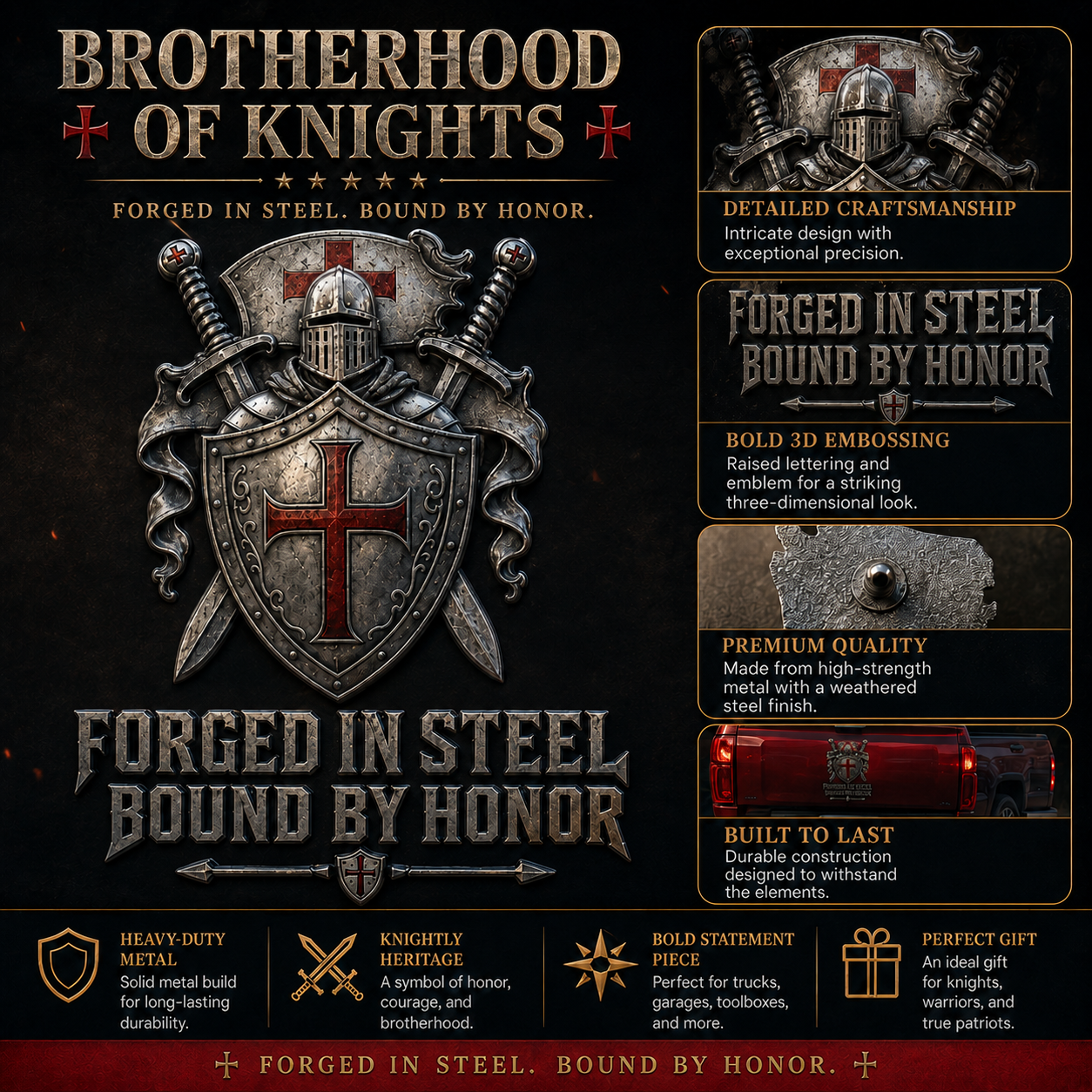⚔️Brotherhood Of Knights Metal Emblem — Forged In Steel, Bound By Honor